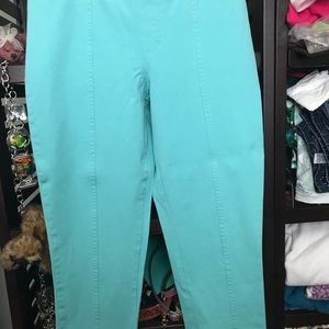 Isaac Mizrahi 24-7 Stretch Ankle Pant turquoise